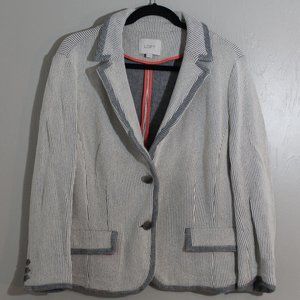 Loft Gray & White Striped Cotton Blazer Size XL